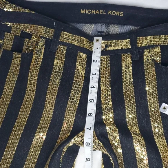 NWT MICHAEL KORS-size 4- striped gold sequins pants - Picture 7 of 9